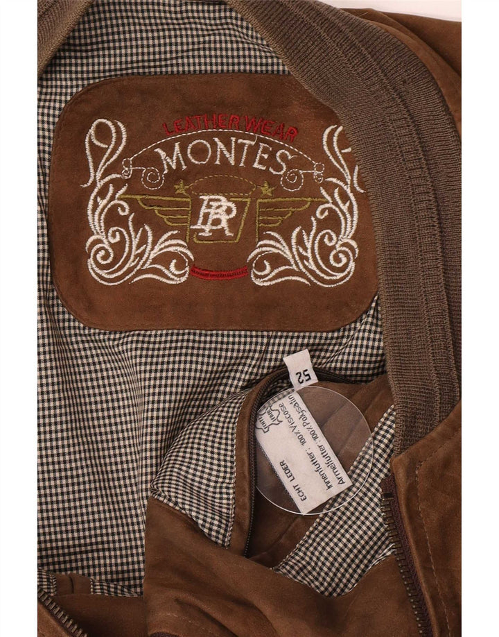 Montes Ανδρικό Suede Bomber Jacket EU 52 XL Καφέ Δερμάτινο