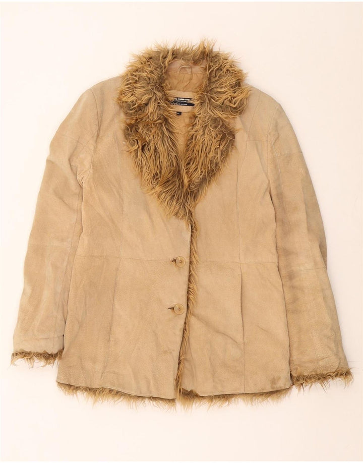 TOM TAILOR Γυναικείο Suede Jacket UK 16 Large Beige Leather