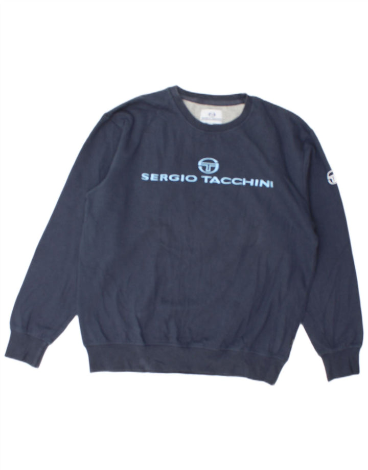 SERGIO TACCHINI Ανδρικό γραφικό φούτερ Jumper Μεσαίο μπλε βαμβακερό