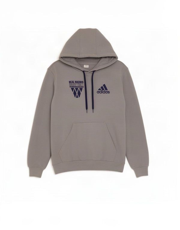 Adidas Mens Real Madrid Graphic Hoodie Jumper XS Γκρι βαμβακερό