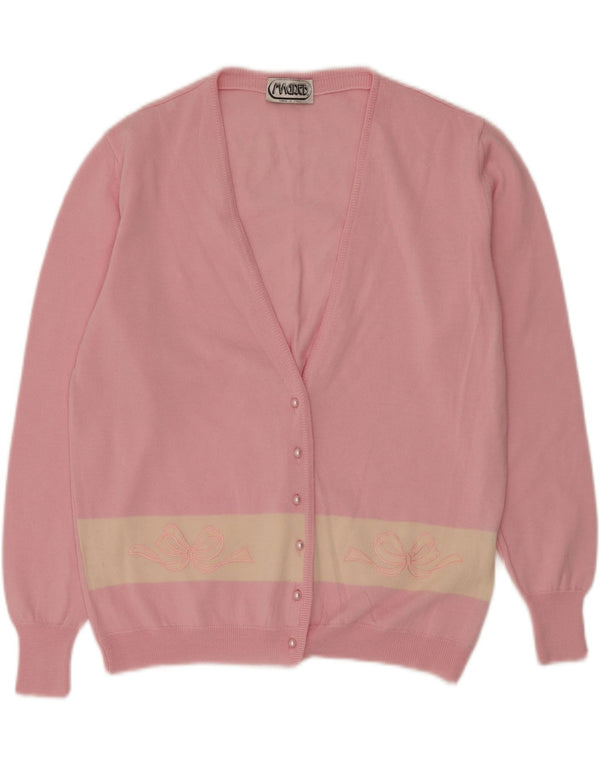 Γυναικείο πουλόβερ με ζακέτα VINTAGE UK 14 μεσαίου ροζ χρώματος νέο μαλλί