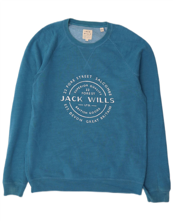 Ανδρικό γραφικό φούτερ Jack Wills, μεσαίο μπλε βαμβακερό