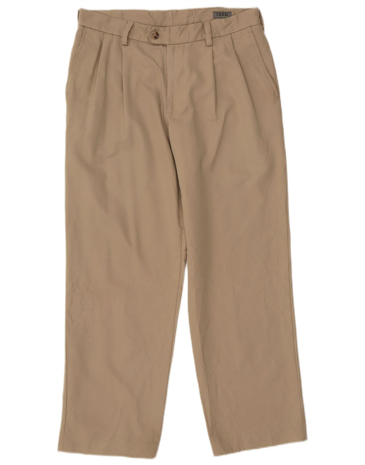 Ανδρικό παντελόνι Chino με καρφίτσες IZOD W32 L30 Beige Polyester