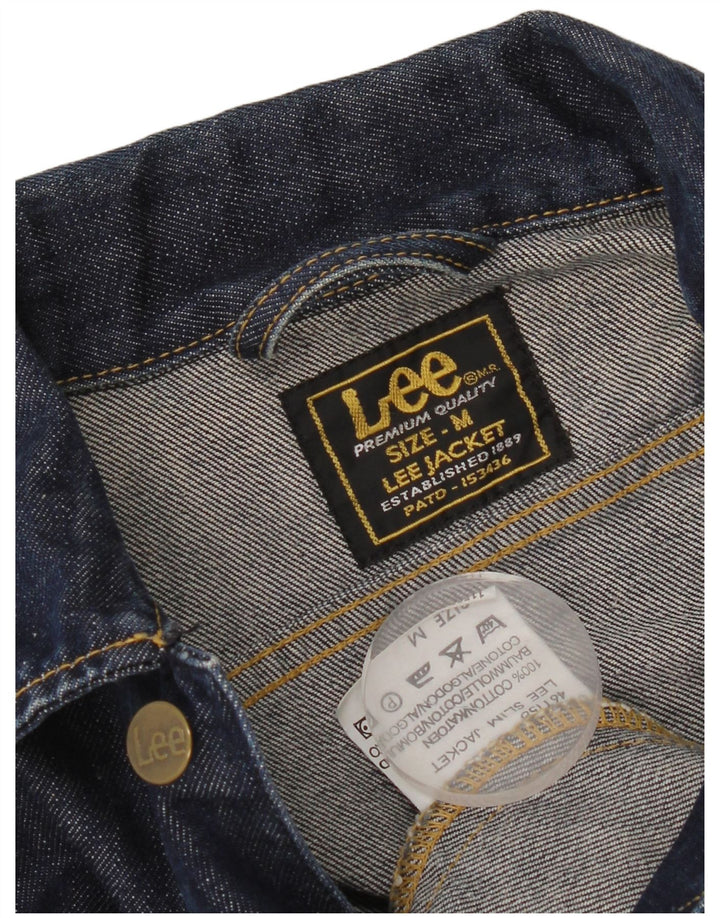 Lee Womens Crop Τζιν Μπουφάν UK 12 Medium Navy Blue Cotton