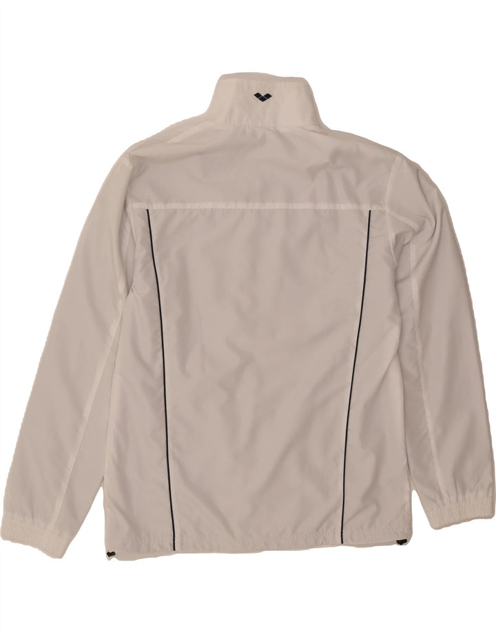 ARENA Mens Tracksuit Top Jacket Large White Striped Polyester Vintage Arena and Second-Hand Arena from Messina Hembry 