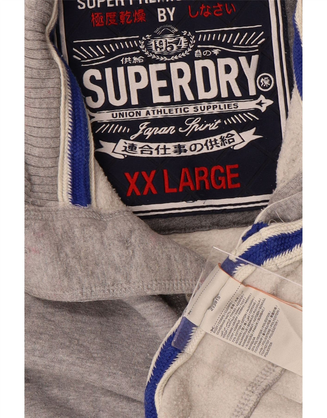 Ανδρικό φούτερ με γραφικό λαιμό SUPERDRY Jumper 2XL με γκρι φούτερ