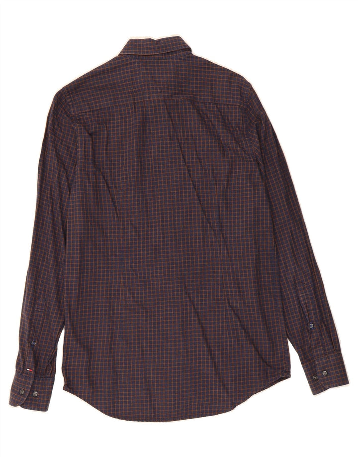 TOMMY HILFIGER Mens Flannel Shirt Small Navy Blue Check Cotton Vintage Tommy Hilfiger and Second-Hand Tommy Hilfiger from Messina Hembry 