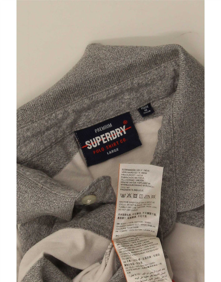 Ανδρικό πουκάμισο πόλο Superdry μεγάλο γκρι βαμβακερό ριγέ