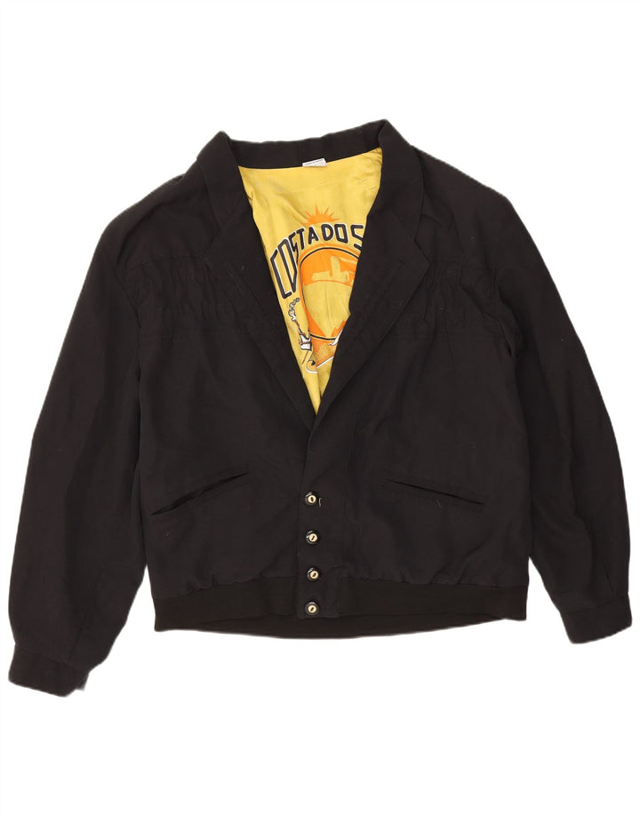 Vintage Ανδρικό Bomber Jacket μεγάλο μαύρο βαμβακερό