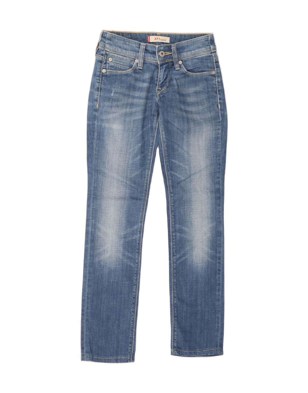 LEVI'S Womens 571 Slim Jeans W25 L29 Blue Cotton Vintage Levi's and Second-Hand Levi's from Messina Hembry 