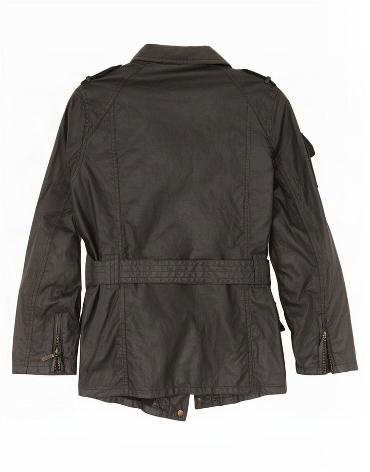 Γυναικείο Στρατιωτικό Μπουφάν Barbour από συνθετικό δέρμα UK 14 μεγάλο μαύρο πολυεστέρα