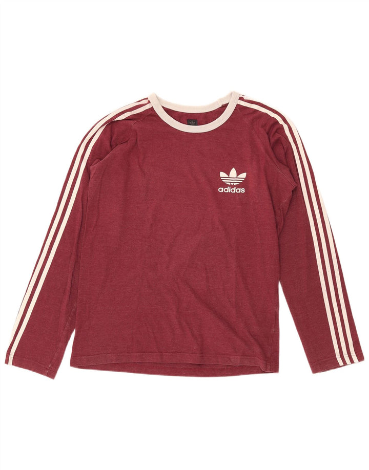 Ανδρικό τοπ Adidas, μακρυμάνικο, μεσαίο βαμβακερό μπορντό