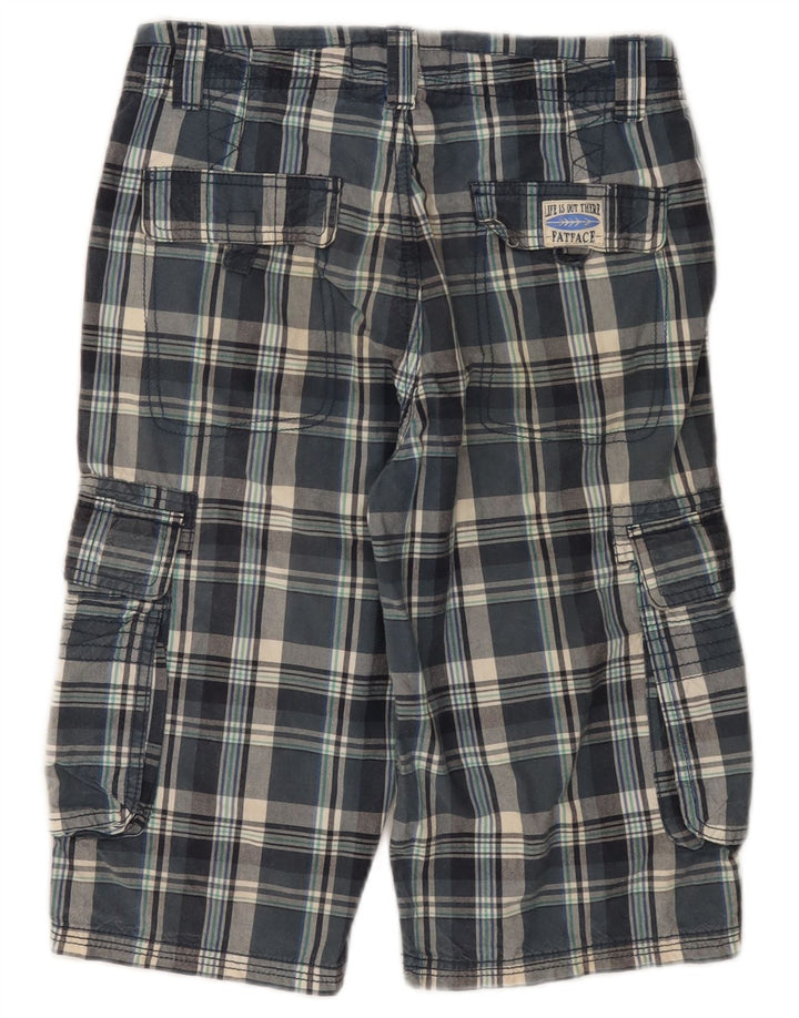 FAT FACE Boys Cargo Bermuda Shorts 12-13 ετών W26 Blue Check Cotton