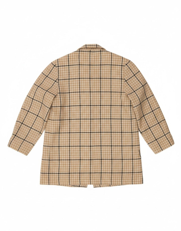 WINDSMOOR Womens Open Blazer Jacket UK 16 Large Beige Check Polyester
