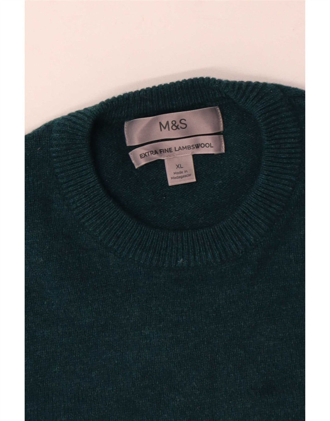 Ανδρικό πουλόβερ Marks & Spencer Crew Neck Jumper XL Πράσινο Lambswool