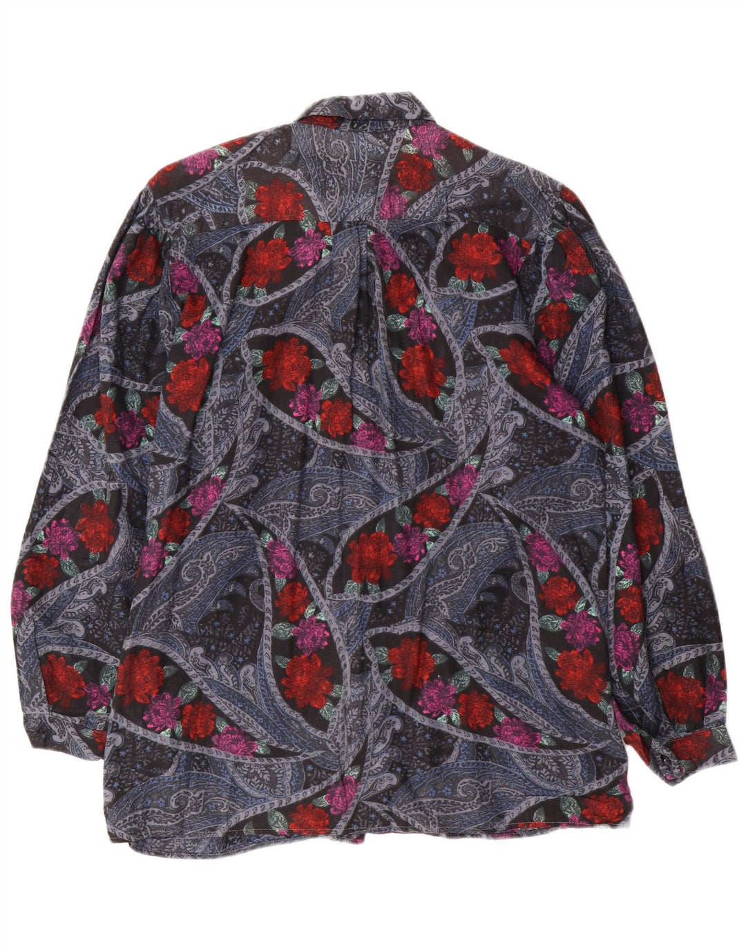 VINTAGE Γυναικείο Πουκάμισο UK 16 Μεγάλο Πολύχρωμο Floral