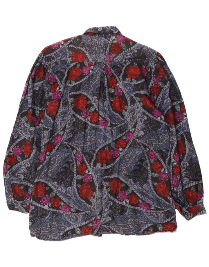 VINTAGE Γυναικείο Πουκάμισο UK 16 Μεγάλο Πολύχρωμο Floral