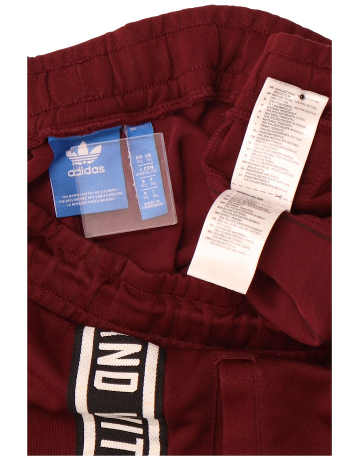 Ανδρικά γραφικά αθλητικά παντελόνια ADIDAS XL μπορντό πολύχρωμα πολυεστέρα