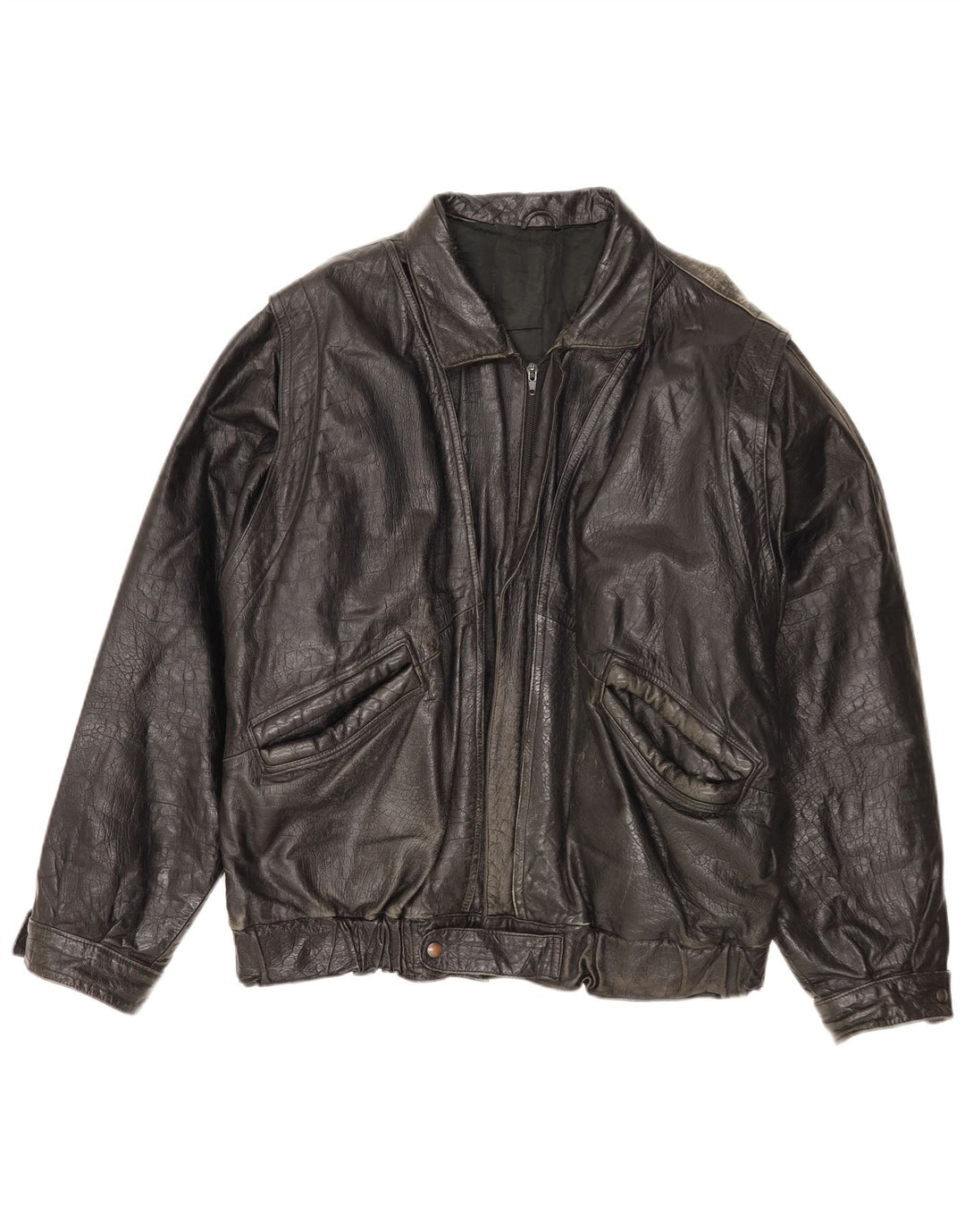 Vintage Ανδρικό Δερμάτινο Μπουφάν IT 52 XL Μαύρο Δερμάτινο