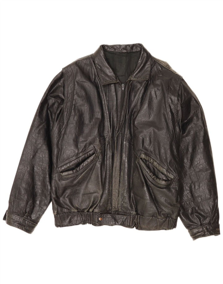 Vintage Ανδρικό Δερμάτινο Μπουφάν IT 52 XL Μαύρο Δερμάτινο