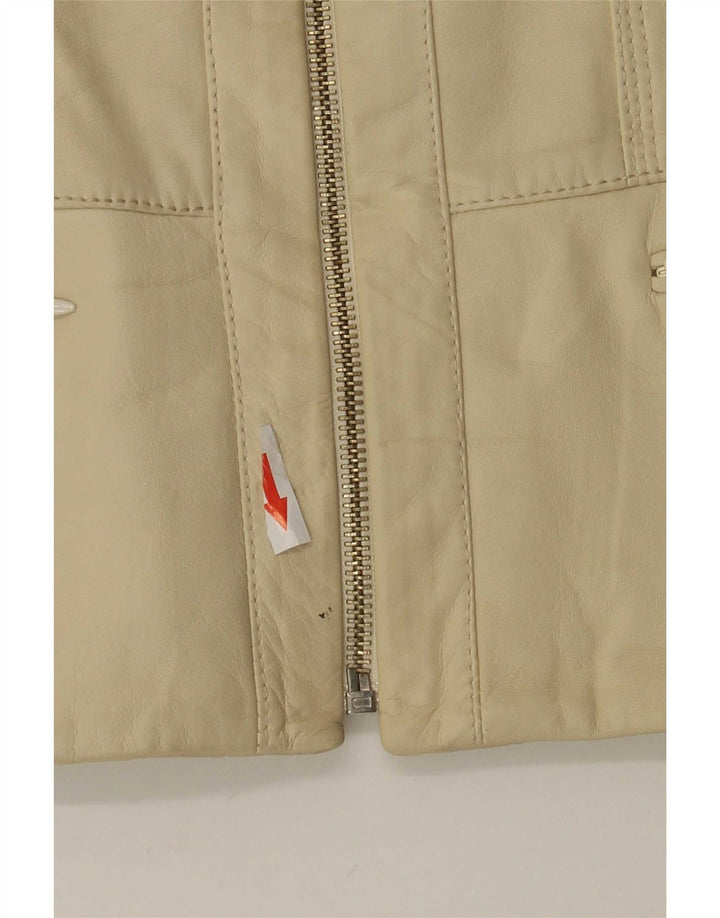 Vintage Γυναικείο Δερμάτινο Μπουφάν IT 42 Medium Beige Leather