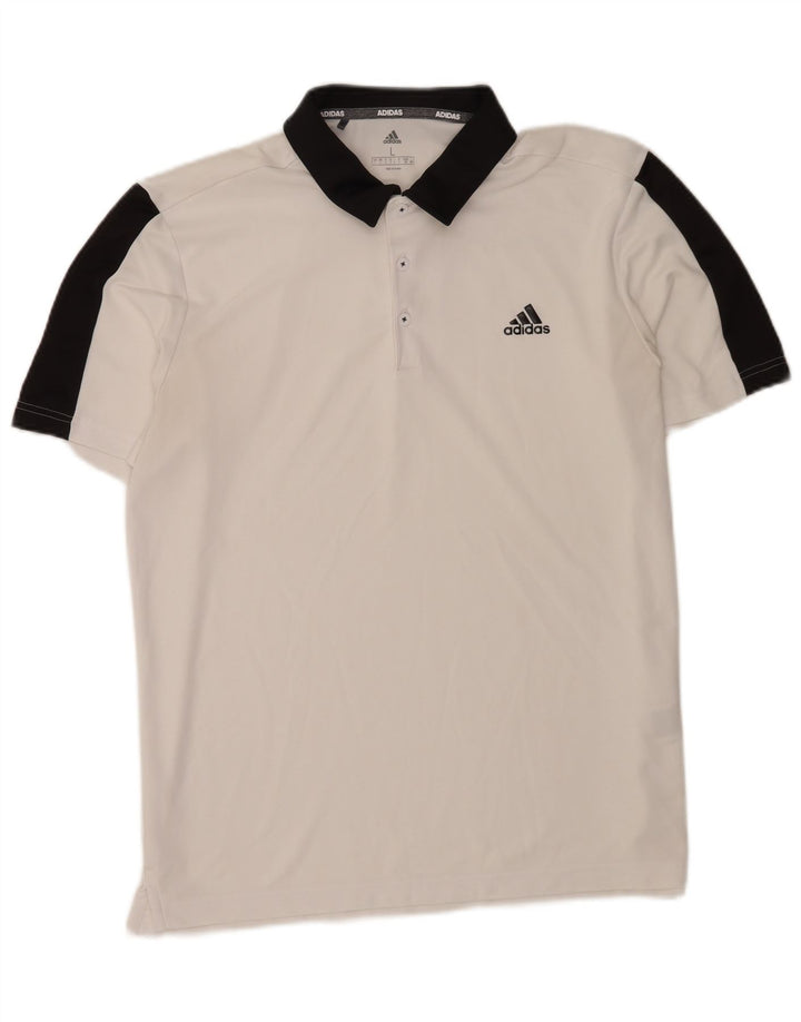 Ανδρικό πουκάμισο πόλο της Adidas με μεγάλο λευκό χρώμα πολυεστέρα