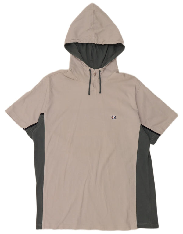 Ανδρικό μπλουζάκι CHAMPION με κουκούλα με φερμουάρ Top 2XL Λευκό βαμβακερό μπλοκ