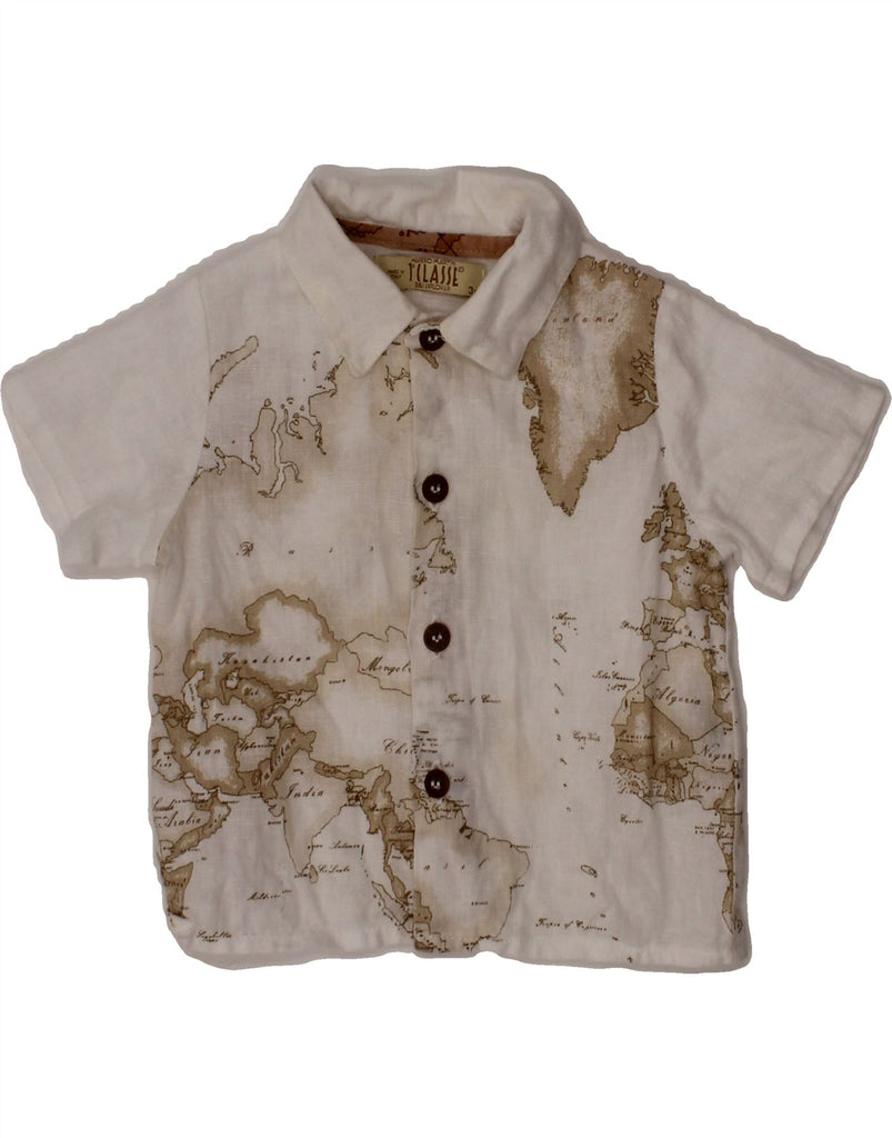 ALVIERO MARTINI Baby Boys Abstract Pattern Shirt 0-3 Months Off White Vintage ALVIERO MARTINI and Second-Hand ALVIERO MARTINI from Messina Hembry 
