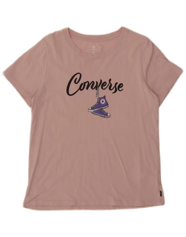 Γυναικείο γραφικό μπλουζάκι Converse Top UK 14 μεγάλο ροζ βαμβακερό