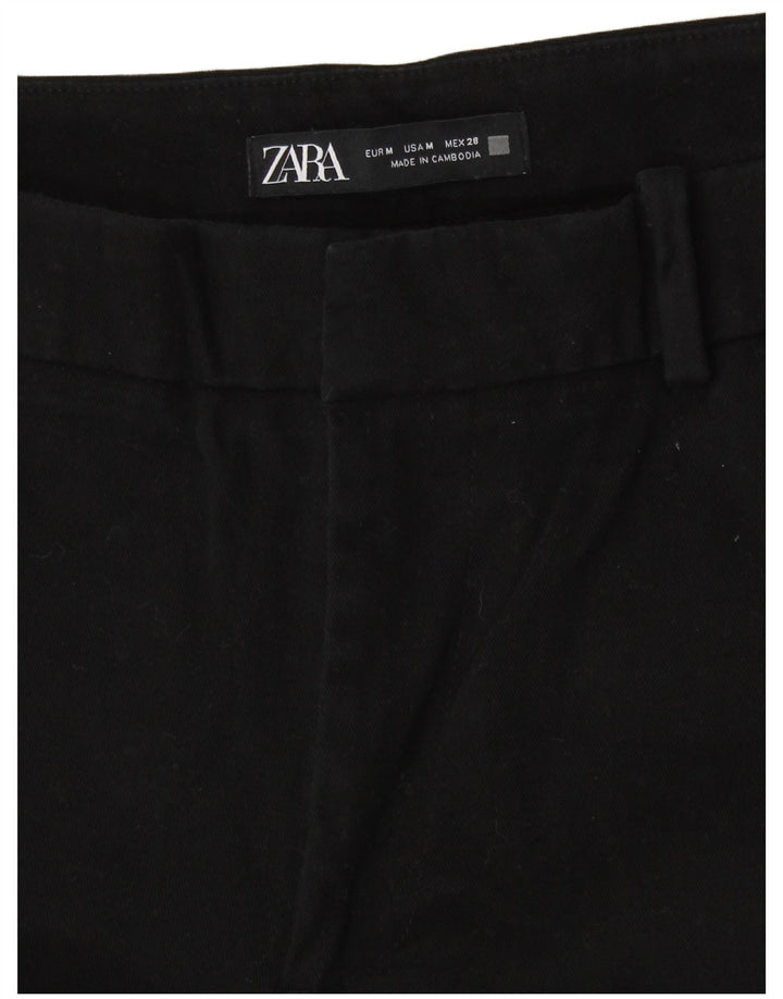 Zara Γυναικείο ίσιο κομμένο παντελόνι Medium W28 L26 μαύρο βαμβακερό
