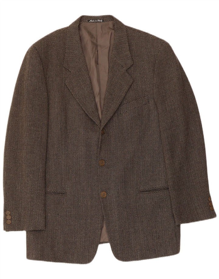 GIORGIO ARMANI Ανδρικό σακάκι με 3 κουμπιά σακάκι IT 52 Μεγάλο Καφέ Ψαροκόκκαλο