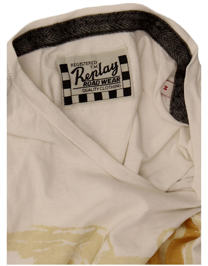 Ανδρικό γραφικό T-Shirt Replay Top Medium White