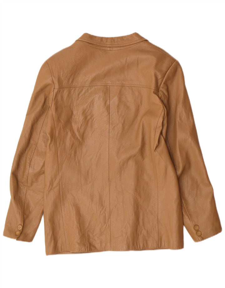 Vintage Γυναικείο Μπουφάν Blazer IT 44 Medium Beige Δερμάτινο Classic