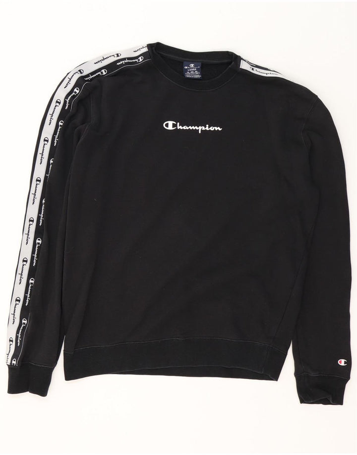 CHAMPION Ανδρικό γραφικό φούτερ Jumper Μεγάλο μαύρο χρώμα, βαμβακερό