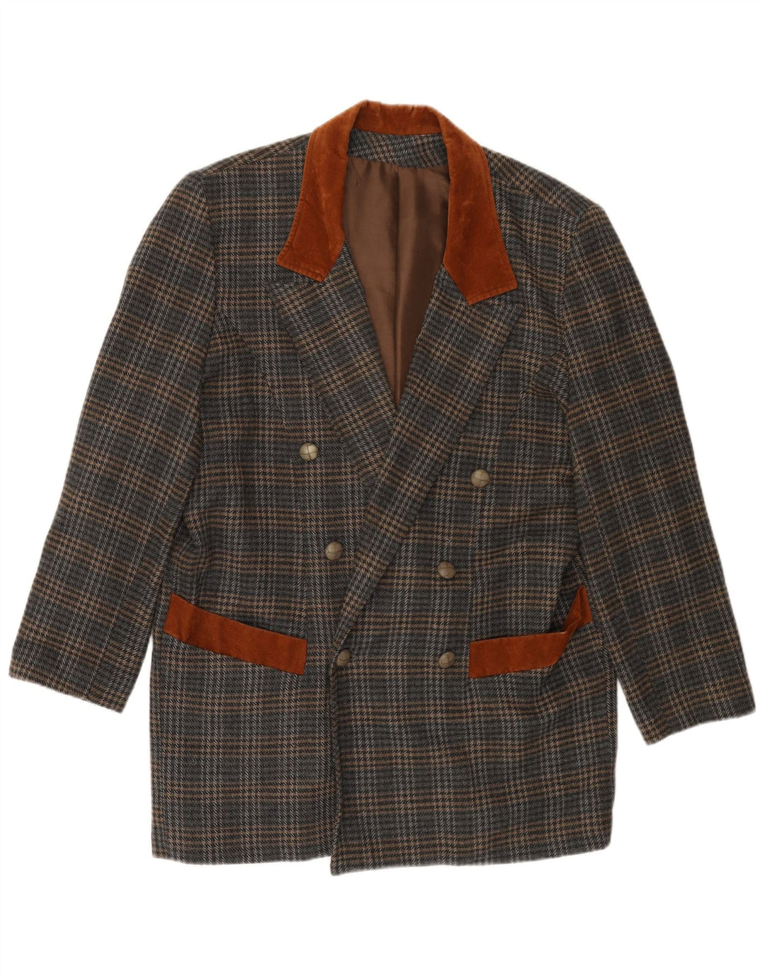 VINTAGE Ανδρικό Longline Blazer Jacket UK 40 Large Grey Houndstooth