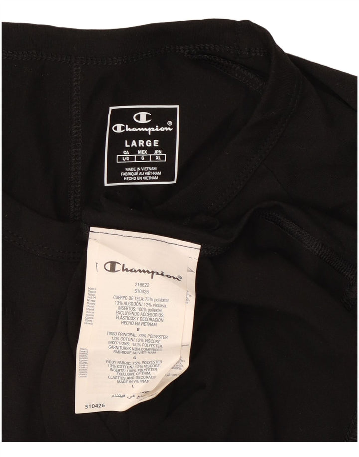Champion Γυναικείο γραφικό T-Shirt Top UK 16 Large Black Polyester