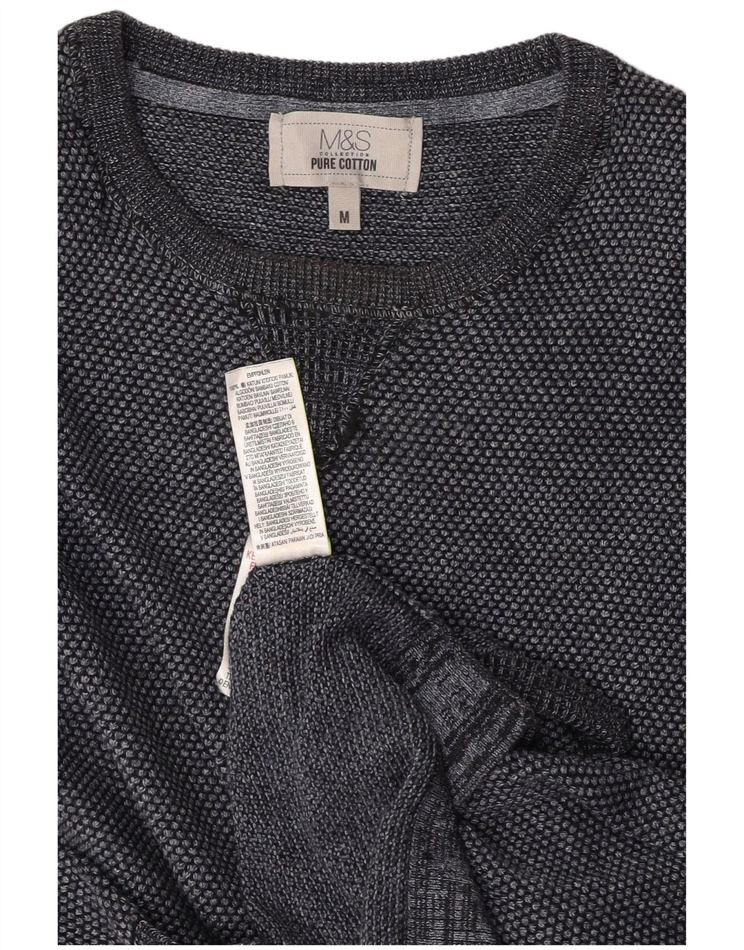 MARKS & SPENCER Mens Crew Neck Jumper Sweater Medium Grey Cotton