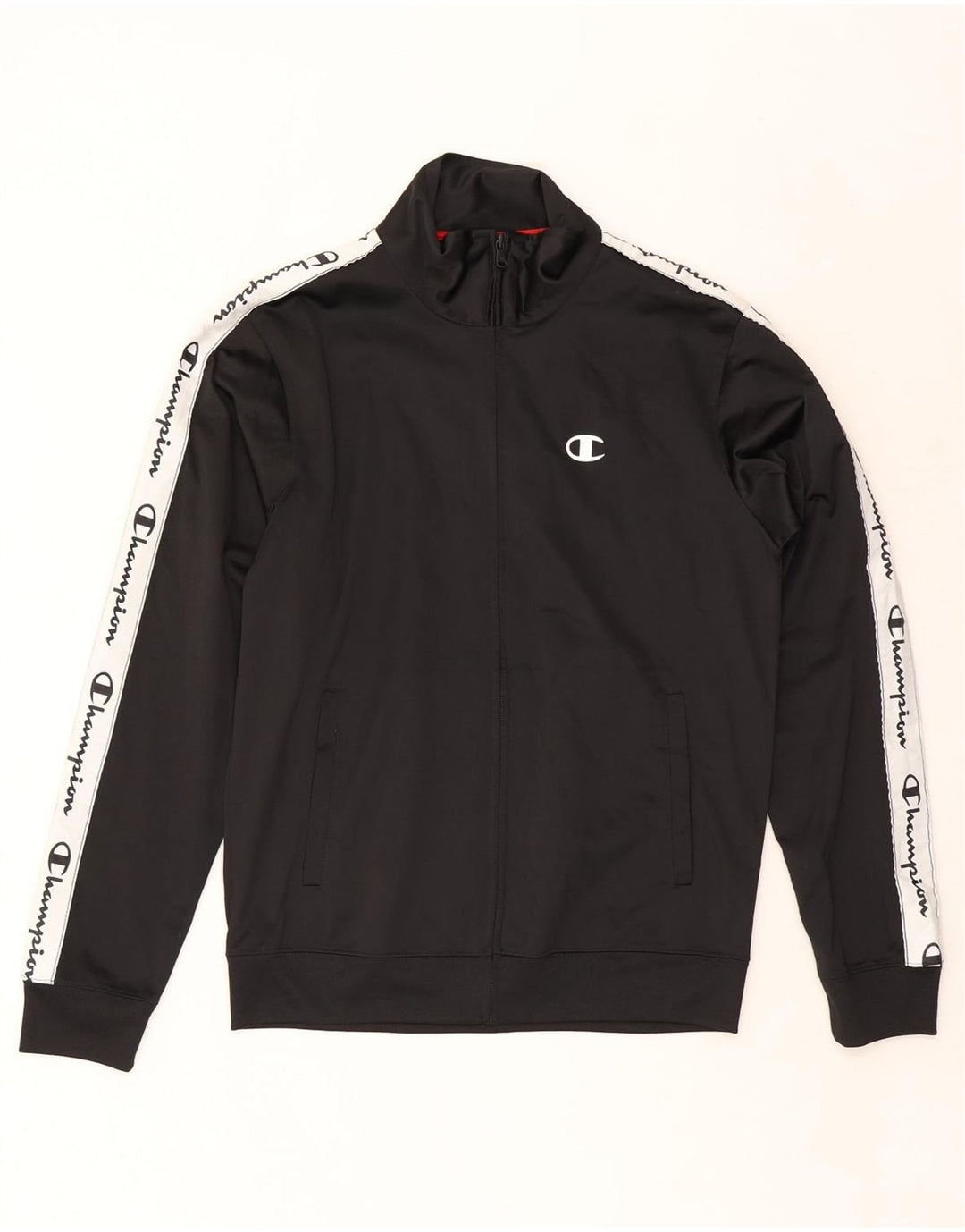 CHAMPION Mens Graphic Tracksuit Top Jacket Small Black Colourblock