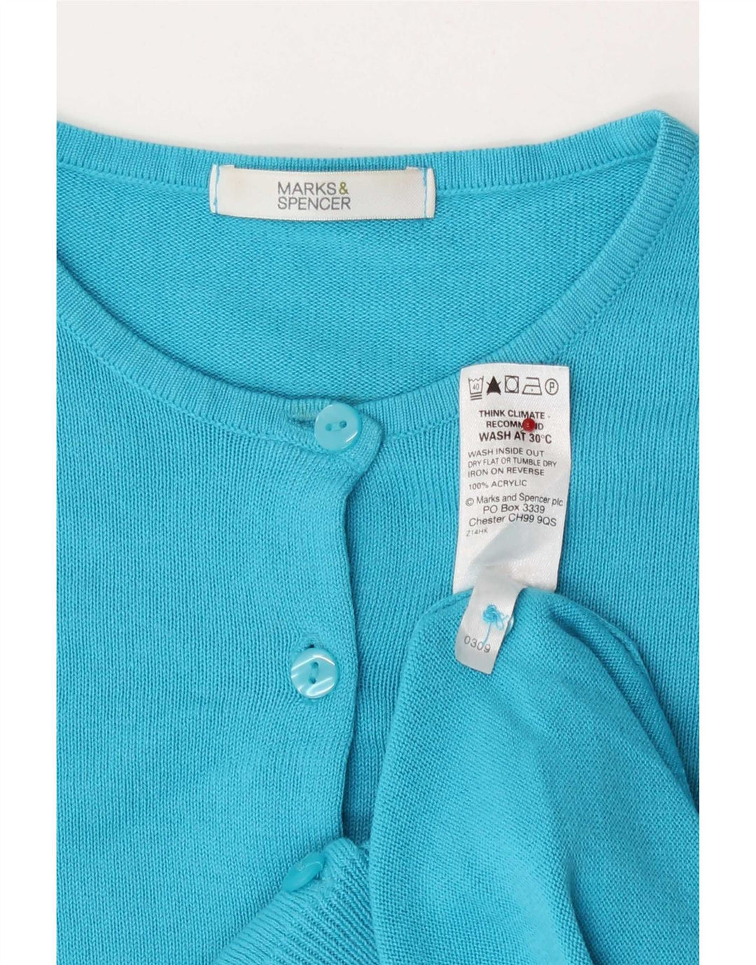 Marks & Spencer Γυναικείο πουλόβερ ζακέτα UK 8 Μικρό Τυρκουάζ Ακρυλικό