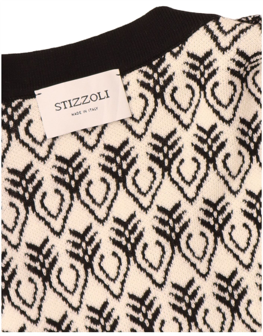 STIZZOLI Γυναικεία Ζακέτα Longline IT 46 Μεγάλο Λευκό Γεωμετρικό