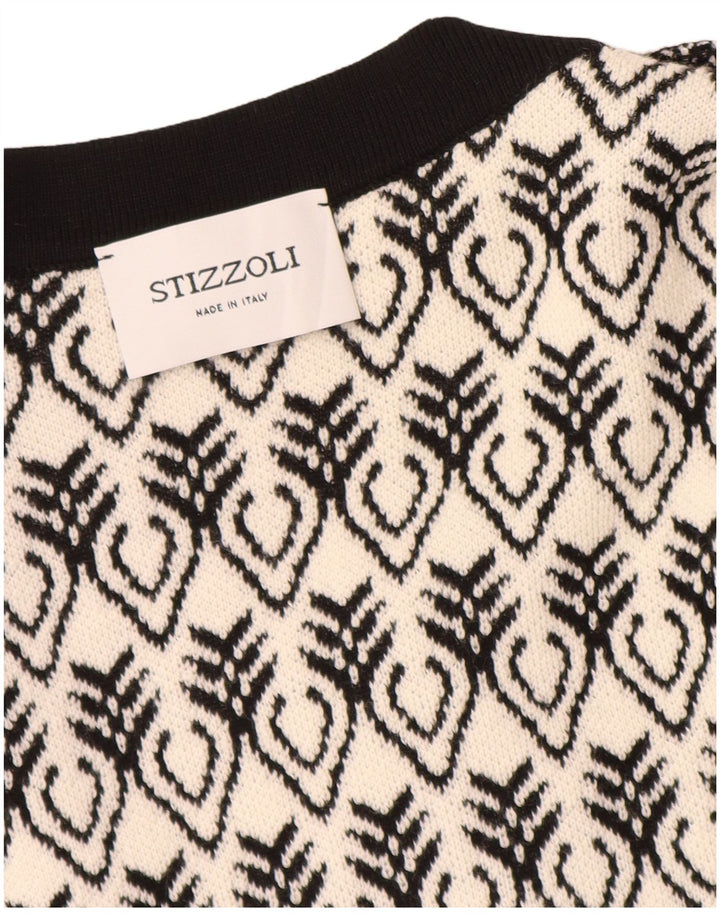 STIZZOLI Γυναικεία Ζακέτα Longline IT 46 Μεγάλο Λευκό Γεωμετρικό