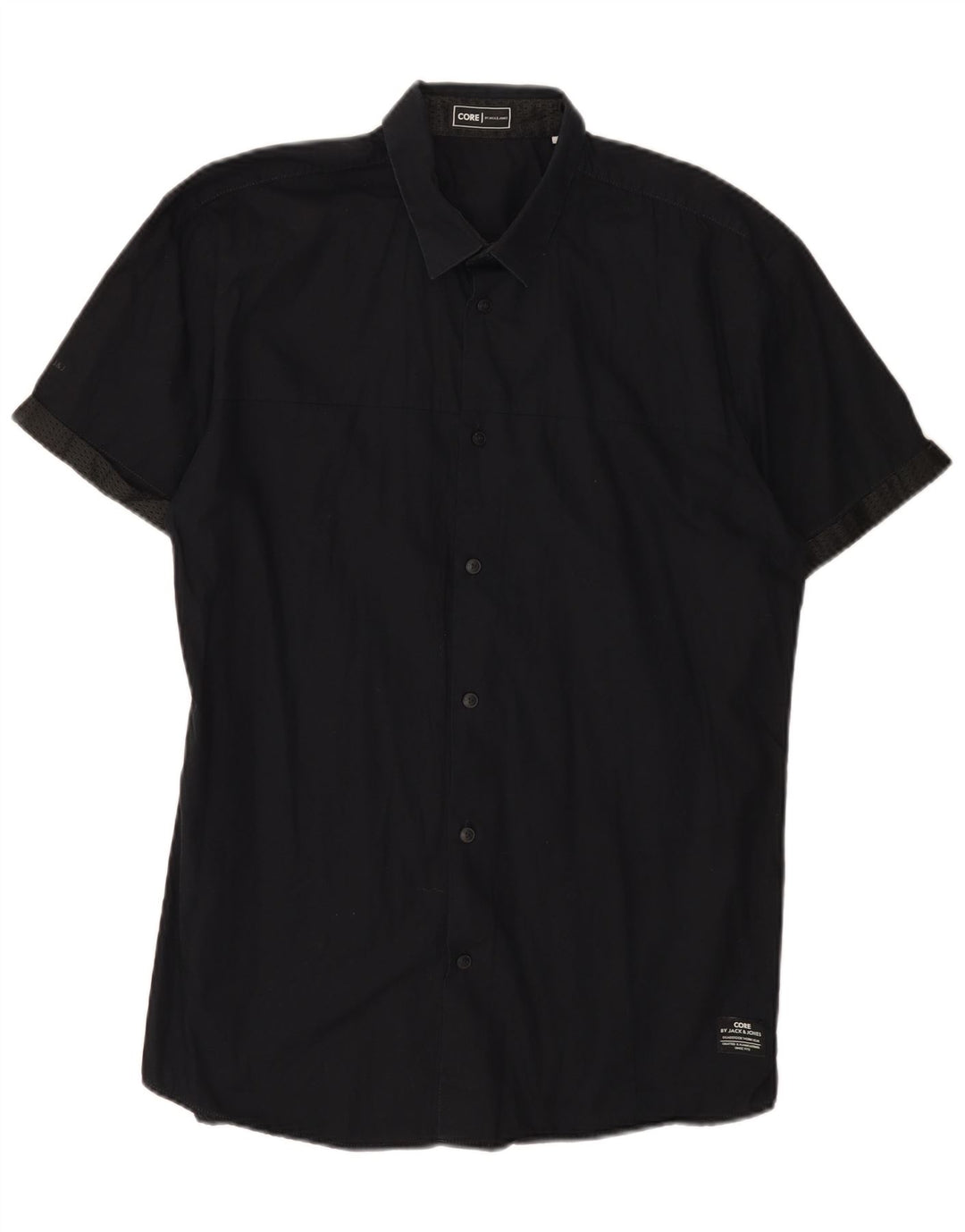 Jack & Jones Ανδρικό κοντομάνικο πουκάμισο μεγάλο μαύρο βαμβακερό