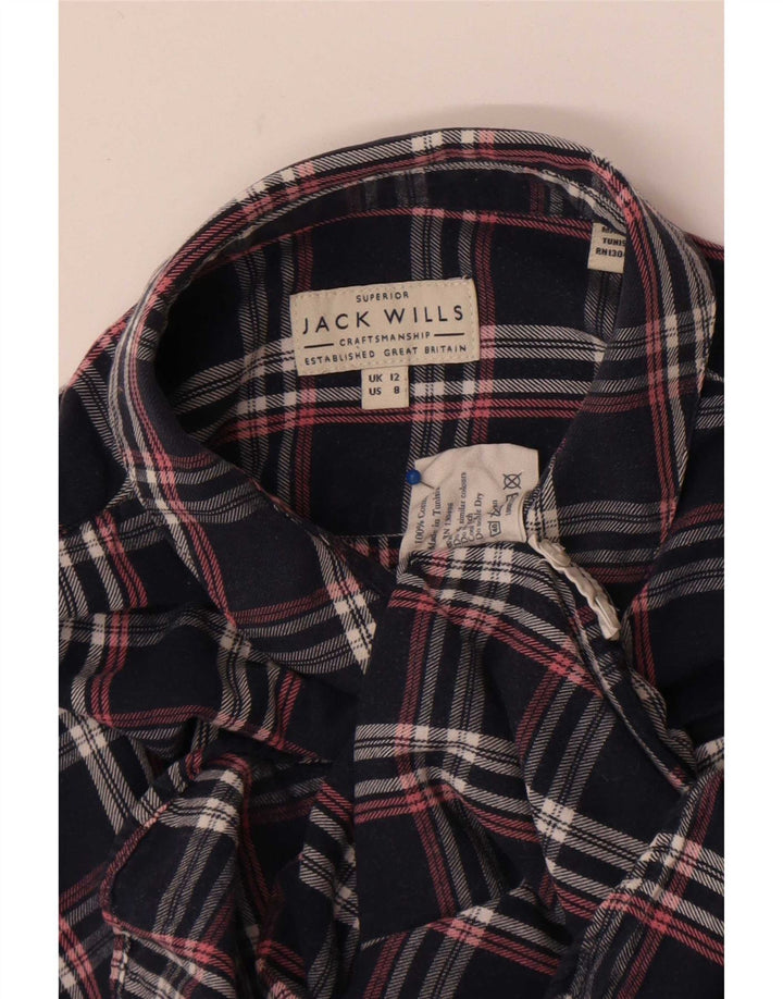 Jack Wills Γυναικείο φανελένιο πουκάμισο Ηνωμένου Βασιλείου 12 μεσαίου βαθμού μπλε ναυτικό καρό βαμβακερό