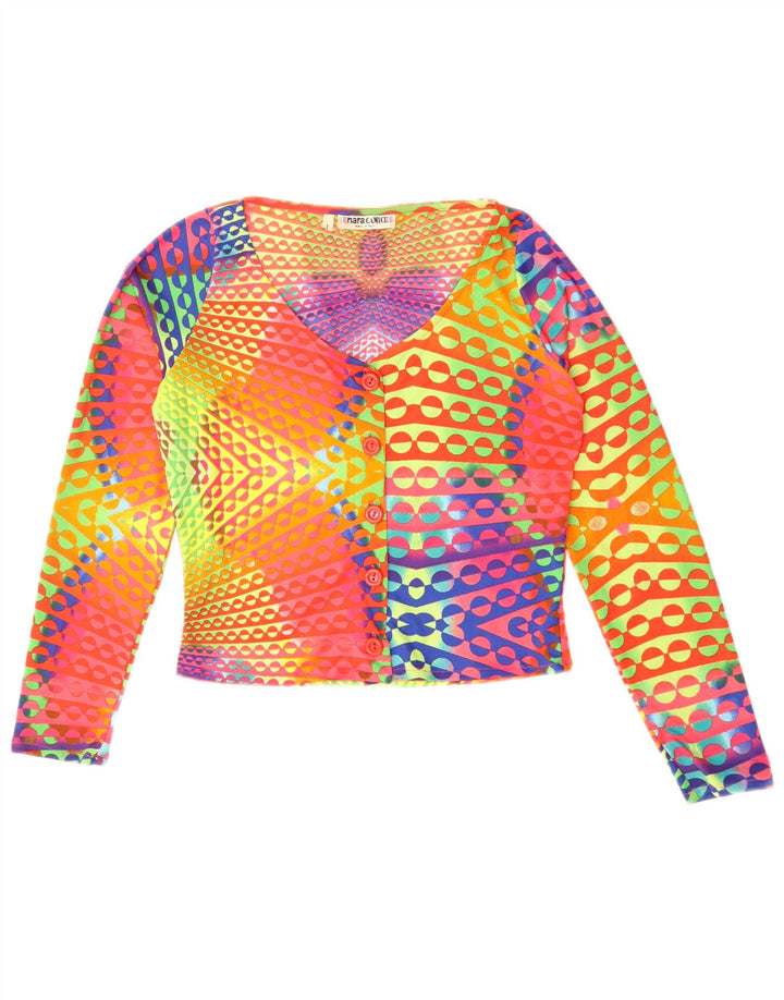 Naracamicee Γυναικείο Crop Top UK 12 μεσαίο πολύχρωμο γεωμετρικό μετάξι