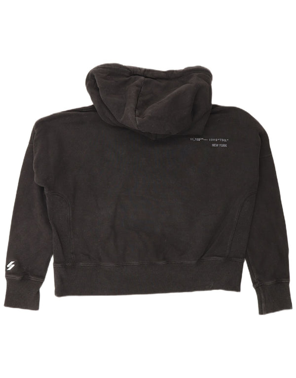 Superdry Womens Graphic Oversized Hoodie Jumper UK 10 Small  Black