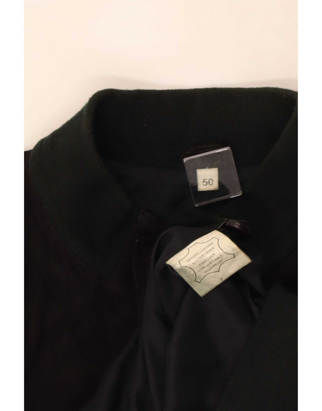 Vintage Ανδρικό Suede Bomber Jacket IT 50 Large Black Leather