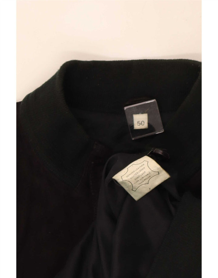 Vintage Ανδρικό Suede Bomber Jacket IT 50 Large Black Leather