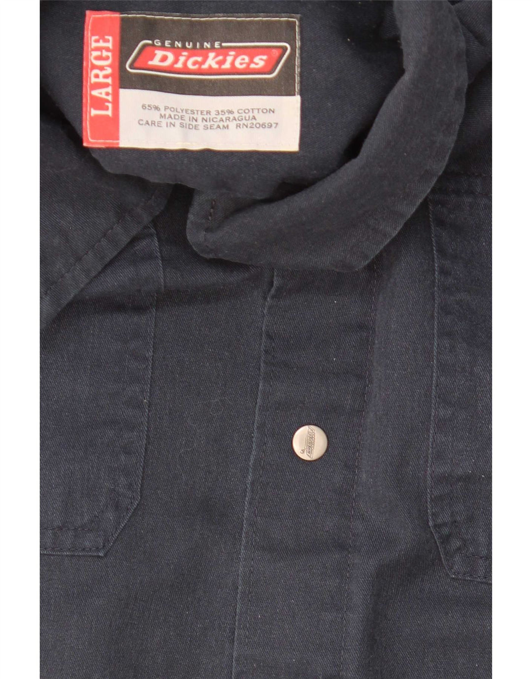 Ανδρικό κοντομάνικο πουκάμισο Dickies σε μπλε ναυτικό πολυεστέρα