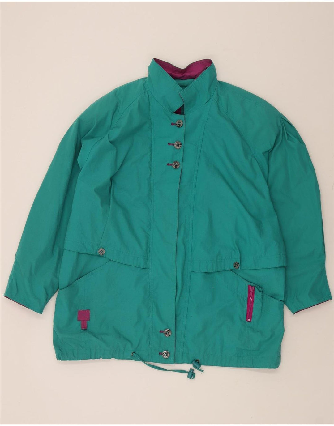 VINTAGE Womens Windbreaker Coat EU 48 2XL Turquoise Polyester Vintage Vintage and Second-Hand Vintage from Messina Hembry 