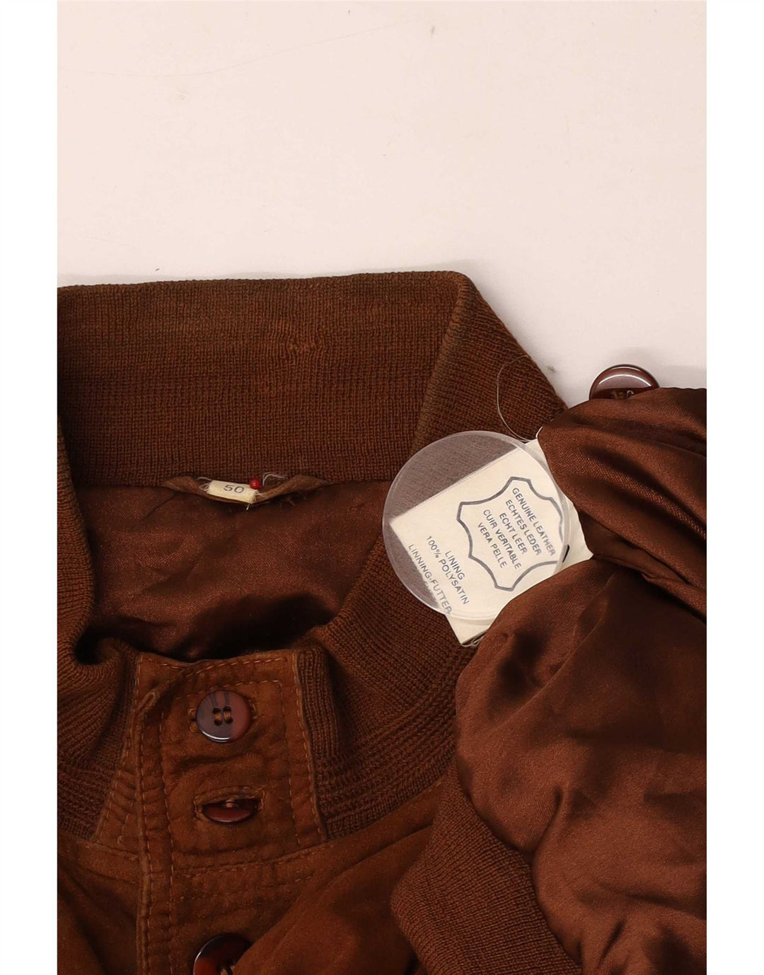 Vintage Ανδρικό Suede Bomber Jacket EU 50 Large Brown Δερμάτινο